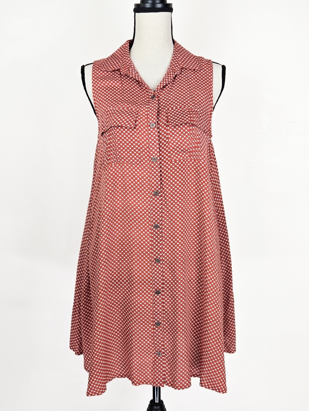 NWT Mittoshop Button-Through Sleeveless Trapeze Dress
